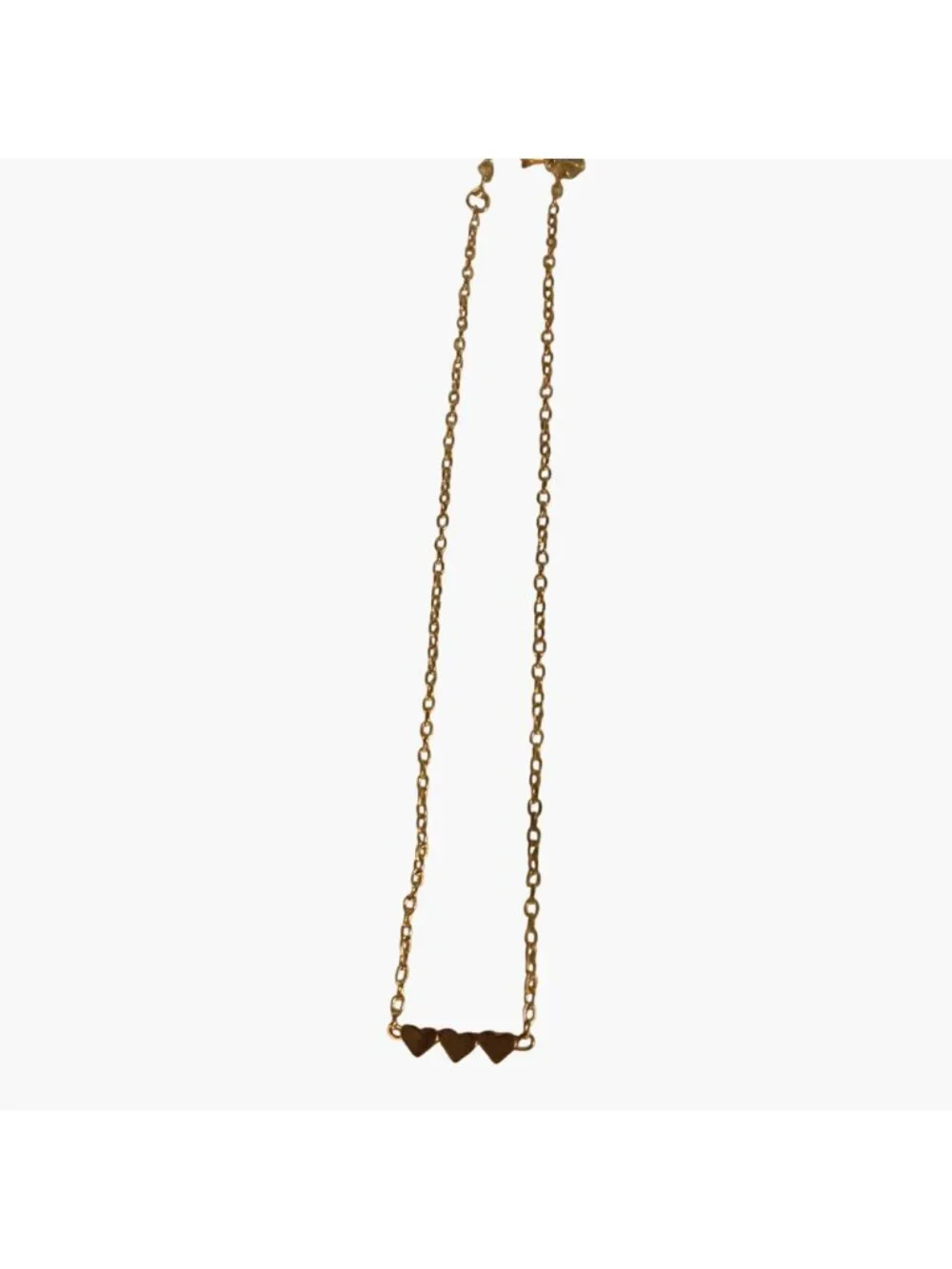 Gold Tone Heart Pendant Necklace 3 Hearts Adjustable Chain Valentine